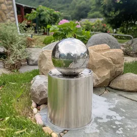 Köhko Kugelbrunnen Ø25cm mit LED auf zylindrischen Edelstahl Eimer H30cm