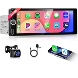 2G+64G Wireless Carplay Android 13 Autoradio 1 Din mit Android Auto Bluetooth GPS Navi WiFi 6.86 Zoll Touchscreen Autoradio mit Mirror Link FM/RDS/EQ/DAB/OBD/DVR/MIC Lenkradsteuerung Rückfahrkamera