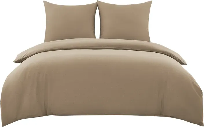 Bettwäsche-Set aus Leinenimitat in Khaki, 155 x 220 cm + 80 x 80 cm x 2