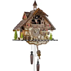 Engstler -Kuckucksuhr Holzhacker Quarzuhrwerk mit Musik 41cm- 3651 QMT