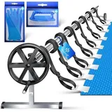 Kesser KESSER® Pool Aufroller Premium Aufrollsystem 3m - 5,70m Mit Rädern für Solarplane mobiles Aufrollvorrichtung für Poolplane & Abdeckung inkl. Bänder witterungsbeständiges Material
