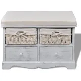 vidaXL Sitzbank mit Stauraum Weiß 62×33×42 cm Paulownia Holz