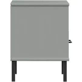 vidaXL Nachttisch OSLO mit Metallbeinen Grau Massivholz Kiefer