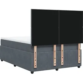 vidaXL Boxspringbett mit Matratze Dunkelgrau 140x200 cm Samt