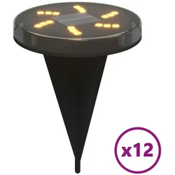 vidaXL Solar-Bodenleuchten mit Erdspieß 12 Stk. Warmweiß