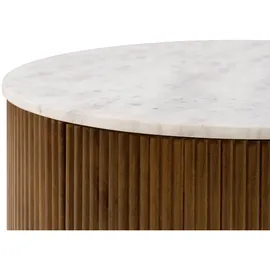 MASSIVMOEBEL24.DE Couchtisch rund Braun Mangoholz 80 x 80 x 45 cm