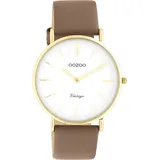 Oozoo Damen Armbanduhr Vintage Analog Leder 40mm - Variante: mocha braun - Braun