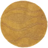 RugVista Badematte Breeze, ∅ 70 cm, Rund, Mittelflor, Anti-Rutsch, Moderner Badteppich, Maschinenwaschbar bis 30°C, 100% Baumwolle, Gelb