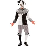 EUROCARNAVALES Herren Kostüm Harlekin Piper Schwarz Weiß Clown Pierrot Fasching Karneval (48)