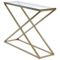 Livetastic Konsolentisch, Klar, Gold, Metall, Glas, X-Form, 30x74x100 cm, einfacher Aufbau, Wohnzimmer, Wohnzimmertische, Konsolentische