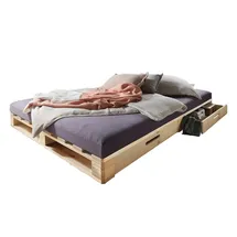 Massivholz Palettenbett 140 x 200 cm Braun