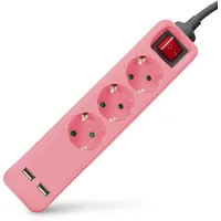 ENTAC Steckdosenleiste 1,5 m Pink 3 St.