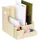 Relaxdays Stehsammler, 3 Schuber, DIN A4, Schreibtisch Organizer, Büro & Schule, Zeitschriftensammler, MDF, hellbraun