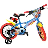 Dino Kinderfahrräder Jungen Superman 14 Zoll 24 cm Jungen Felgenbremse Blau/Rot - Blau/Rot