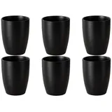 HIT Trading Kaffeebecher 6er Set BRUNCH, Schwarz matt - Steingut - 6er Set