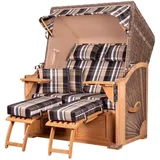 bene living Strandkorb Komplettset - bene living - Schaalsee Teak - PE grau - Modell 583 - inkl. Liftersystem