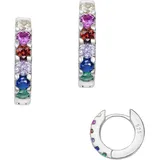 FIRETTI Paar Creolen "Schmuck Geschenk Silber 925 Glitzer Regenbogen", bunt (silberfarben, blau, grün, gelb, rot, orange, violett, blau, grün, gelb, rot, orange, violett), Ohrringe, Jungen, 11mm, Silber 925 (Sterlingsilber), Made in Germany - mit Zirkonia (synth.