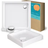 Calmwaters Calmwaters® - Modern Soft - Quadrat-duschwanne in 90 x 90 x 6,5 cm im Komplettset mit Wannenträger & Ablaufgarnitur - 99000117