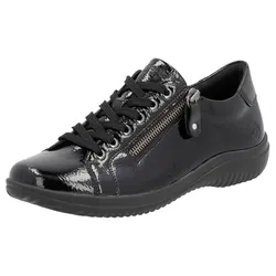 Keilsneaker REMONTE, Damen, Gr. 39, schwarz, Lacklederimitat, glänzend, sportlich, Schuhe Sneaker, Freizeitschuh, Halbschuh, Komfortschuh mit herausnehmbarer Einlage