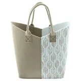 Dekoleidenschaft Shopper Beige-Weiß aus Filz, große Einkaufstasche, Filztasche, Tasche, Tragetasche - B 35 x T 20 x H 39 cm