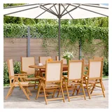 vidaXL Gartenstühle Verstellbar 8 Stk. Beige Stoff und Massivholz
