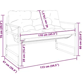 vidaXL Gartenbank 115 x 60 x 113 cm Anthrazit