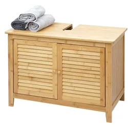 Mendler Waschbeckenunterschrank HWC-B18, Badezimmer Badschrank, Bambus ~ 60x80x40cm