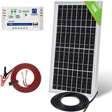 ECO-WORTHY 10 Watt 12 Volt netzunabhängiges Solarpanel Kit: wasserdichtes 10W Solarpanel + Batterieclip-Kabel mit Isolierhülle + USB-Laderegler für Handy Auto Wohnmobil Camping im Freien