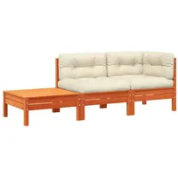 vidaXL Gartensofa mit Kissen und Fußhocker Massivholz Kiefer
