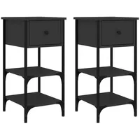 VidaXL Nachttische 2 Stk. Schwarz 34x36x70 cm Holzwerkstoff