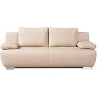Livetastic Schlafsofa, Beige, Leder, Echtleder, Rindleder, Uni, Füllung: Polyurethan (Pur), 195x85x90 cm, Lederauswahl, Schlafen auf Sitzhöhe, Wohnzimmer, Sofas & Couches, Sofas, Ledersofas