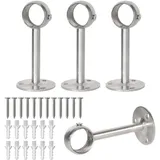 4 Stück Gardinenstangenhalter Edelstahl, 26mm Vorhangstangen Halterungen Wand Deckenmontage, Robust Rostfrei für Schlafzimmer, Badezimmer, Küche, Balkon, Garderobe Duschstangen (Silber)
