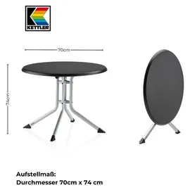 Kettler Klapptisch Ø 70 x 74 cm Silber/Anthrazit