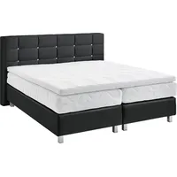 Westfalia Schlafkomfort Boxspringbett, schwarz (scwarz), B:215cm L:210cm, Bezug: Kunstleder,