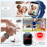 4G Smartwatch für Kinder, GPS-Tracker,1,83"" Wasserdichter Touchscreen,Zwei-Wege-Anrufe, Bildkompetenz, SOS, WLANmehrere Desktop-Stile zur Auswahl - Blau