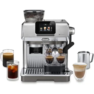 De'Longhi DELONGHI La Specialista Touch EC9455.M - Steuerung per Touchscreen, 8 voreingestellte Kaffee-Rezepte, Cold Brew, Espressomaschine Edelstahl/Schwarz