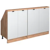 Vicco Dachschrägenschrank-Set Rion 140 x 83,8 x 46 cm Weiß Riffel / Honigeiche