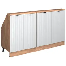 Vicco Dachschrägenschrank-Set Rion 140 x 83,8 x 46 cm Weiß Riffel / Honigeiche
