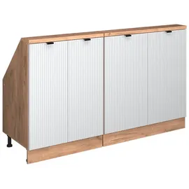 Vicco Dachschrägenschrank-Set Rion 140 x 83,8 x 46 cm Weiß Riffel / Honigeiche