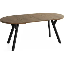 WFL GROUP Runder Ausziehtisch 90 x 76 x 190 cm dunkelbraun