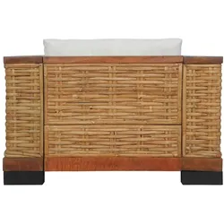 vidaXL Sessel mit Auflagen Braun Natur Rattan