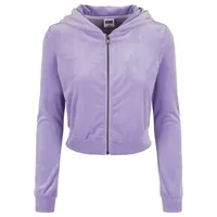 URBAN CLASSICS Ladies Short Velvet Zip Hoody" in Violet, Größe XL,