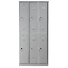 Gürkan Spind lichtgrau 106119, 6 Schließfächer 90,0 x 50,0 x 195,0 cm