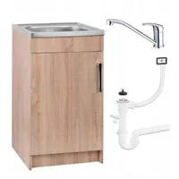 Stamar | Die Küchenschrank, Sonoma 50 cm, Spüle, Armatur,