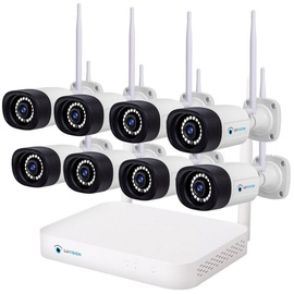 LUVISION Dual WLAN Funk Video Überwachungssystem 10 Kanal Mini NVR 5MP Überwachungskamera Set Mikrofon Cloud