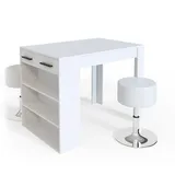 Vicco Esstisch-Set Repose, Weiß, 67 x 100 cm mit 2 Hockern
