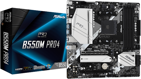 B550M PRO4 Mainboard - AMD B550 - AMD AM4 socket - DDR4 RAM - Micro-ATX