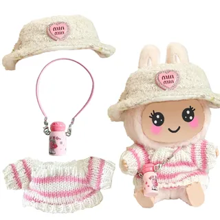 Niedliche Mini Plüsch Puppen Kleidung Outfit nur Bekleidungs zubehör,Mini Plüsch Puppen Kleidung Outfit,3 Stück Set 17cm Puppe Kleidung DIY Outfit,Geschenke für Jungen und Mädchen (A)