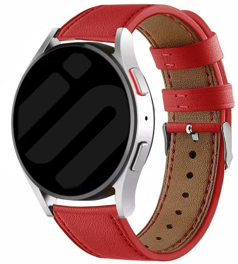 Strap-it Motorola Moto Watch - 47mm Armband Leder für Motorola Moto Watch  - 47mm - Rot - Schnallenverschluss