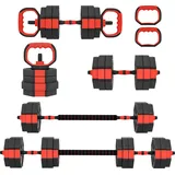 SPORTNOW 4-in-1 Hantelset Kurzhantel Set Kurzhanteln Langhanteln verstellbar 25 KG Hanteln Set Dumbbell mit Verbindungsrohr Sternverschlüsse Kurzhantelset für Krafttraining Zuhause   Aosom